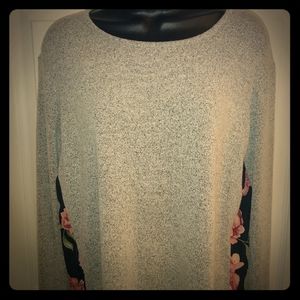 Sweater/Chiffon Floral Sweater
